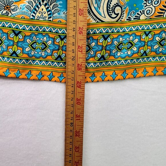 Lapogee Boho Paisley Print Tunic 3X Short Flutter Sleeve Blue/Orange Flowy India - Picture 13 of 13